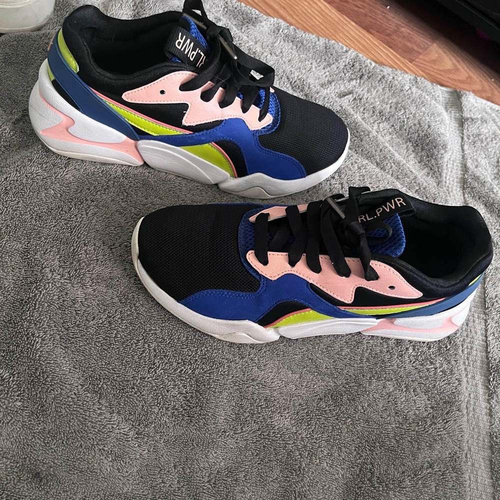 Puma Colorful Sneakers with Black, Blue, and Pink Accents
